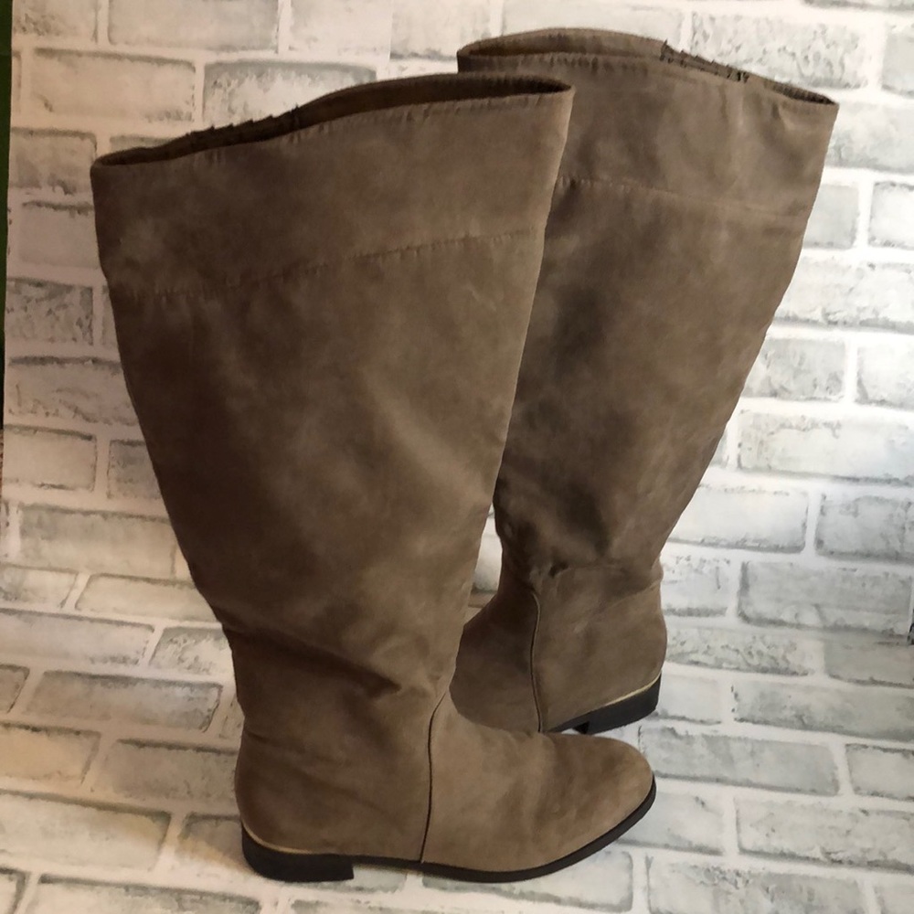 New Directions taupe vegan suede tall boots